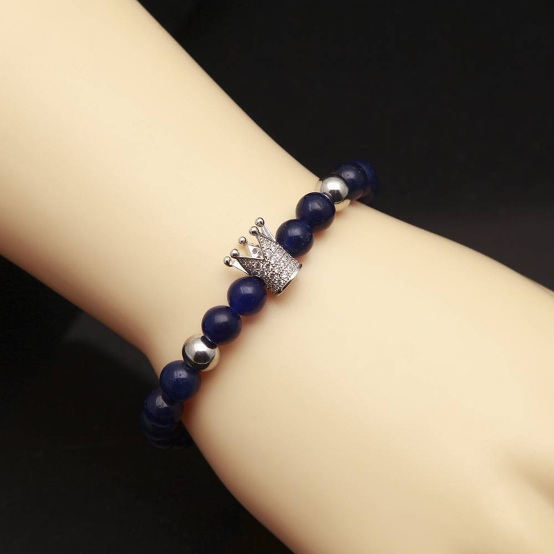 Bijoux pour hommes et femmes - Bracelet élégant en perles d'onyx noir avec motif tête de mort et zircons, finition mate, pour une soirée hip-hop rock en amoureux_voghion.com