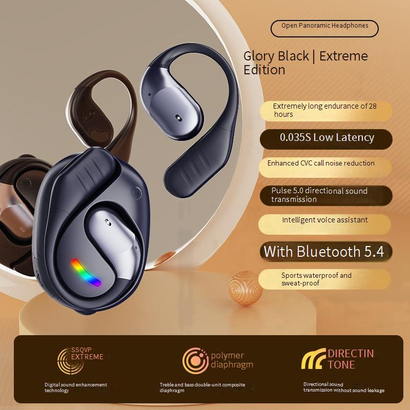 Bluetooth-oordopjes met AI-realtimevertaling - OWS Open Ear draadloze hoofdtelefoon met hifi-geluid, HD-oproepen en ondersteuning voor meerdere talen voor reizen en werk_voghion.com