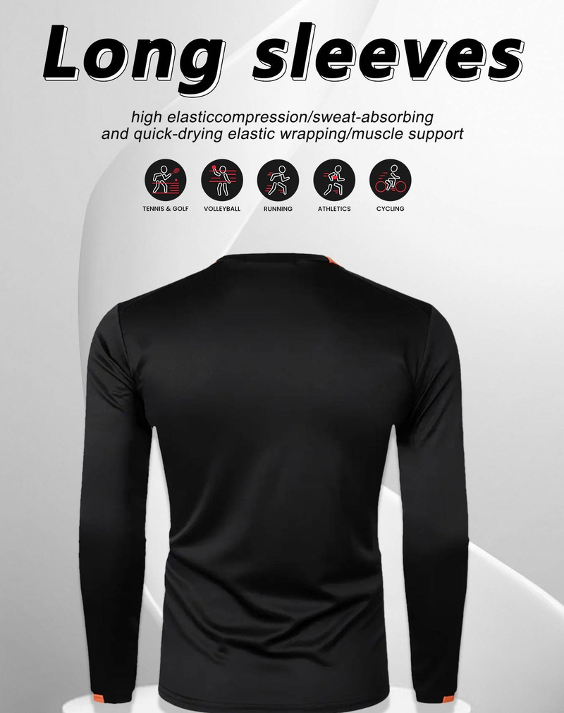 Camiseta de manga larga de entrenamiento de alto rendimiento para hombre: corte ajustado, transpirable y de secado rápido (negro, blanco, gris, azul marino, verde militar y rojo, tallas UE/EE. UU.: XS-XXL)_voghion.com