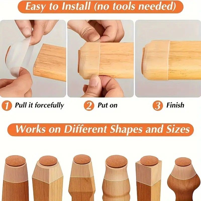 8Pcs Clear Non-Slip Chair Leg Protectors With Felt Tips & Base - Large Round Floor Protectors For Tables, Chairs, Dining Tables - Scratch-Resistant_voghion.com