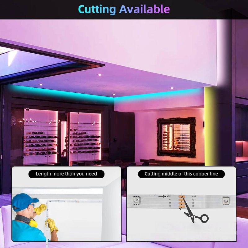 Bande lumineuse LED RVB Bluetooth 24 V avec télécommande infrarouge 44 touches et contrôle par application, puce 3535, 16 LED/mètre, IRC 90, durée de vie de 50 000 heures_voghion.com