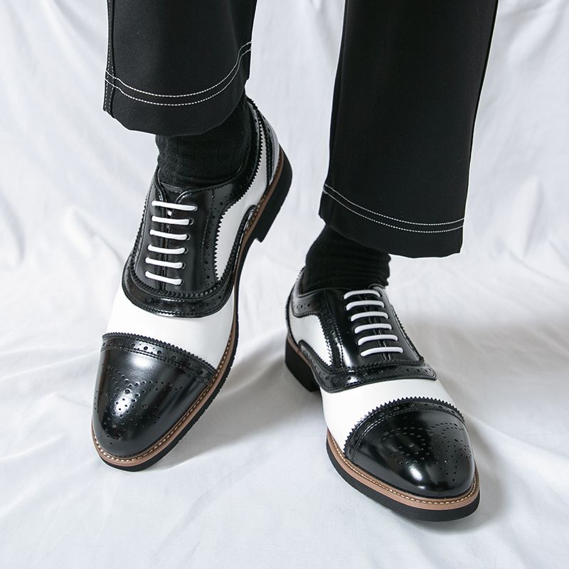 New Men's British Brown Business Derby Shoes Leather Lace-up Casual Office Black Men's Shoes Banquet Dress Wedding Oxford Shoes_voghion.com