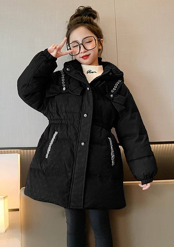 Premium-Wintermantel für Mädchen – Steppjacke mit Blumenmuster und Kapuze (120–170 cm, hoher Kragen, winddicht, maschinenwaschbar, Prinzessinnen-Stil)_voghion.com