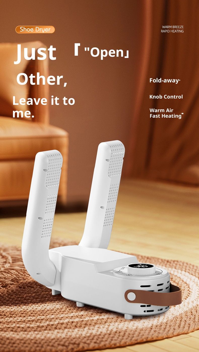 Regulowana suszarka do butów z timerem – składana, szybkoschnąca, sterylizująca niebieskim światłem trampki, botki i buty dziecięce (opcje wtyczek US/EU/UK)_voghion.com