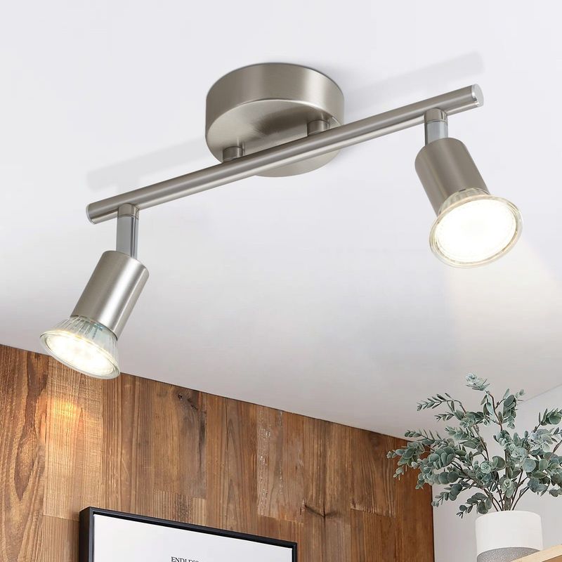 Glitzerlife LED Deckenstrahler 2 Flammig Flurlampe - Modern Silber GU10 Schwenkbar 330° Drehbar Wandstrahler Für Flur Schlafzimmer Küche_voghion.com