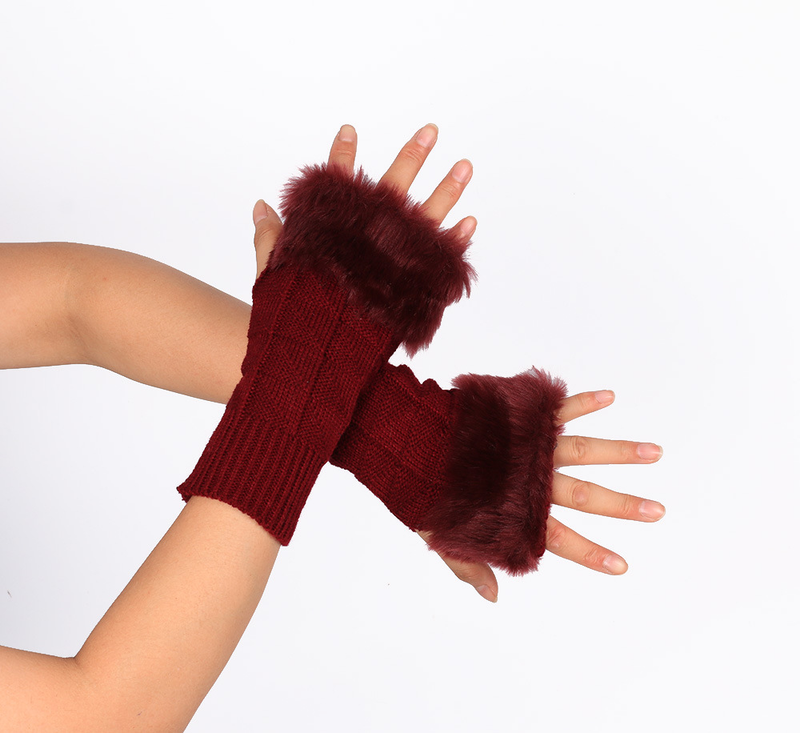 Herrenhandschuhe Neue Strickhandschuhe aus Fell, Halbfinger-Computerhandschuhe aus Fell, warmer Fleck, Herbst und Winter, mittellang und lang, Kaninchenfell_voghion.com