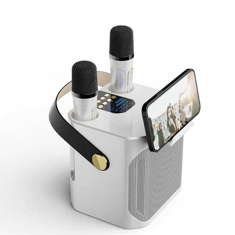 S882 Karaoke-apparaat met dubbele microfoons Verander stemfuncties Draagbare luidspreker Subwoofer TF-kaart U-schijfspeler voor_voghion.com