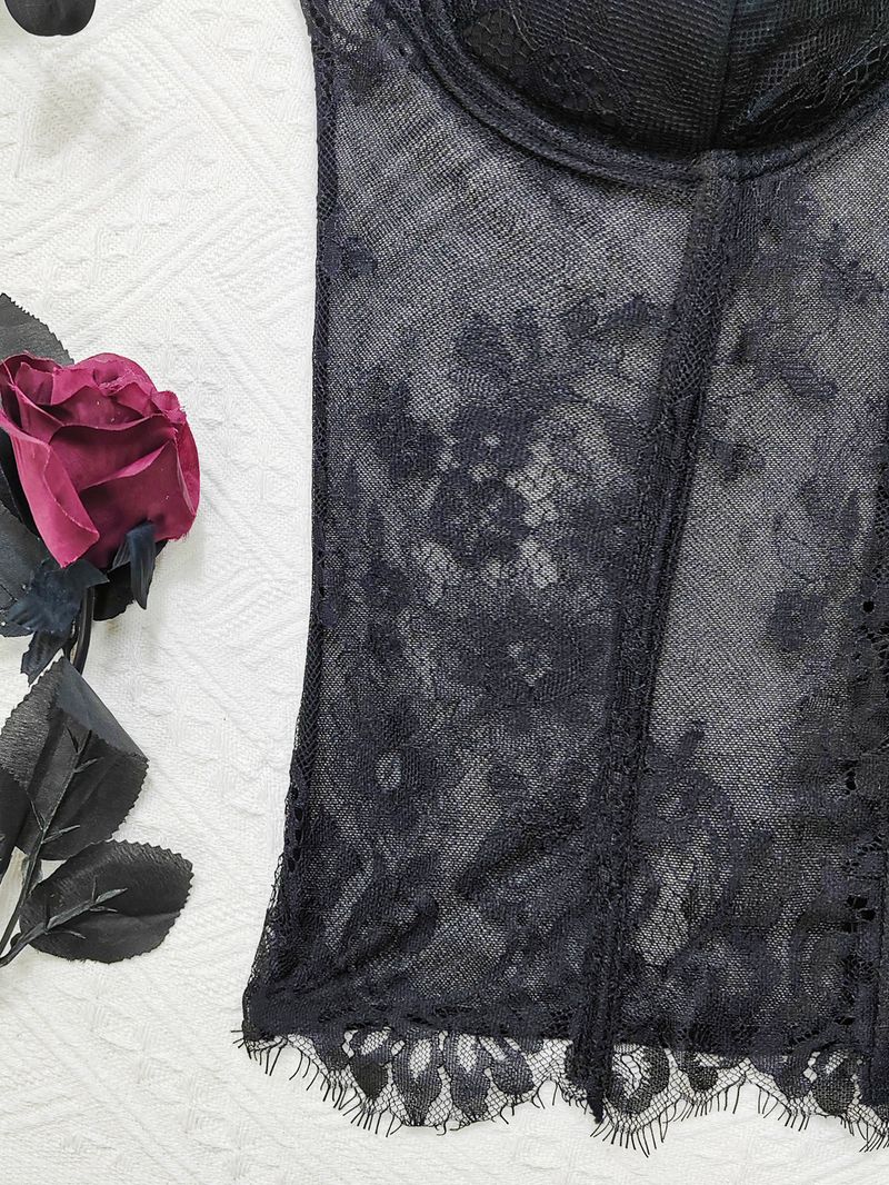 Stil Sexy Durchsichtige Spitzen-Hosenträger Grenzüberschreitende Damenbekleidung Fischgräten-umwickelte Brust Zugeknöpfte kleine Hosenträger Innenbekleidung_voghion.com