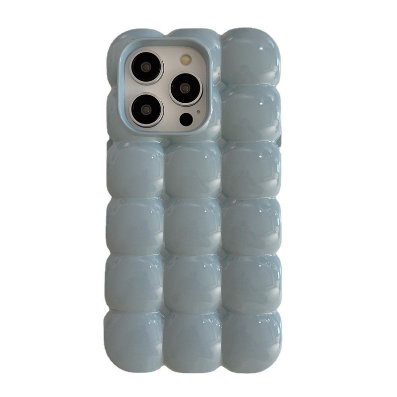 Solid Color Puff Egg Waffle Phone Compatible With IPhone 16 15 Pro Max 3D 14 Niche 13 Soft Case_voghion.com