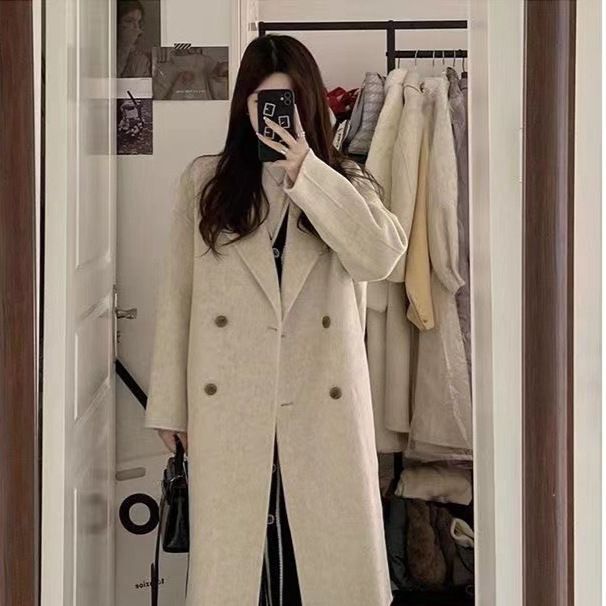 Wollmantel für Damen, mittellang, 2025 Frühling und Herbst, neuer Hepburn-Stil, elegant, zierlich, locker, koreanischer Wollstil_voghion.com