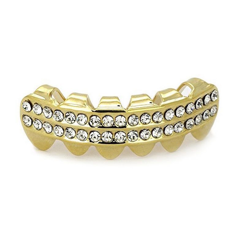 Gioielli Hip Hop per uomo e donna, Grillz placcati in oro con pietre CZ - Design geometrico, taglie 7-11, perfetti per feste, matrimoni e regali_voghion.com