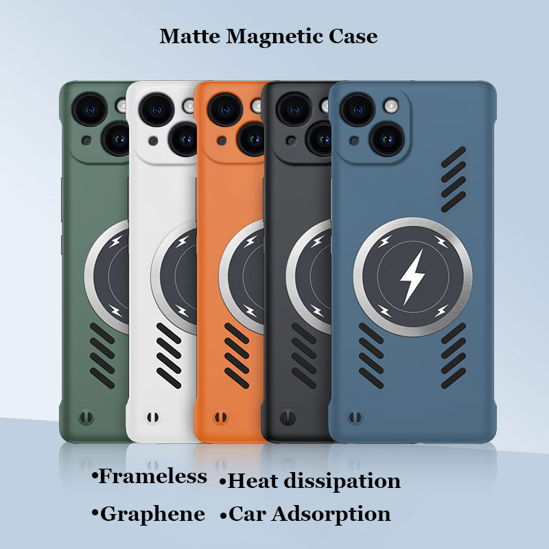 Capa magnética para PC com dissipação de calor sem moldura para iPhone 14 13 12 11 8 7 mini Pro Max Plus Magsafing Capa de carregamento sem fio_voghion.com