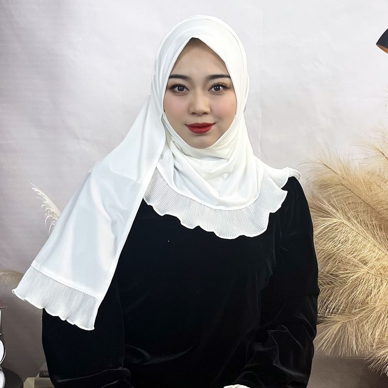Naiste Hijab ühevärviline šifoonist pikk sall pullover ühekihiline volangiga naiste mähis mugav naiste sall_voghion.com