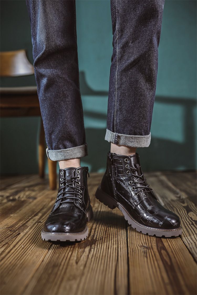 2024 Autumn New Martin Durable British Style Short Mid-top Men's Leather Boots_voghion.com