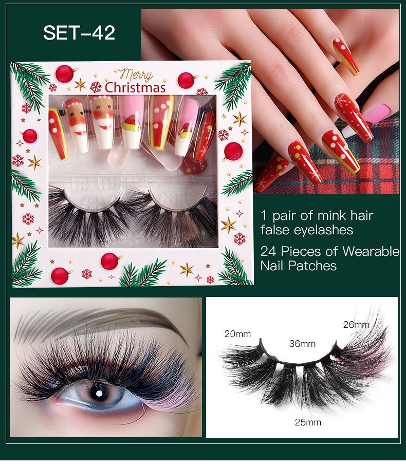 False Eyelashes New Products Christmas False Eyelashes Wear Nail Set Colored Eyelashes False Eyelashes Holiday Eyelashes_voghion.com