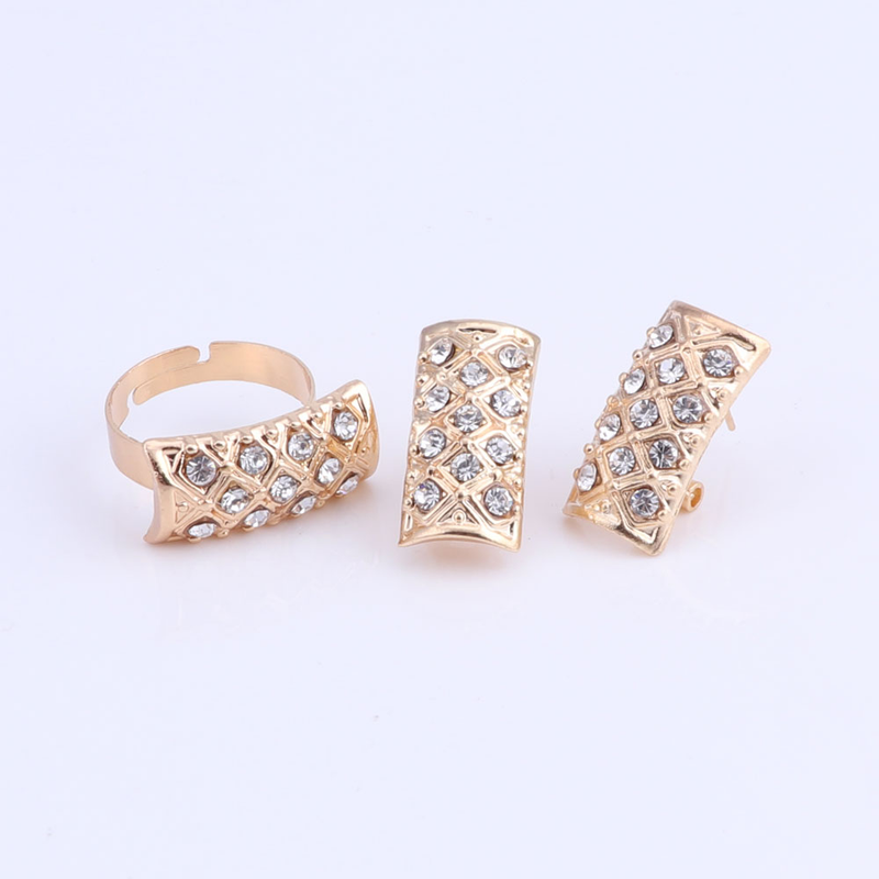 Squisito set di gioielli in cristallo oro Dubai Set di gioielli di perline africane di moda da sposa di lusso per donna_voghion.com
