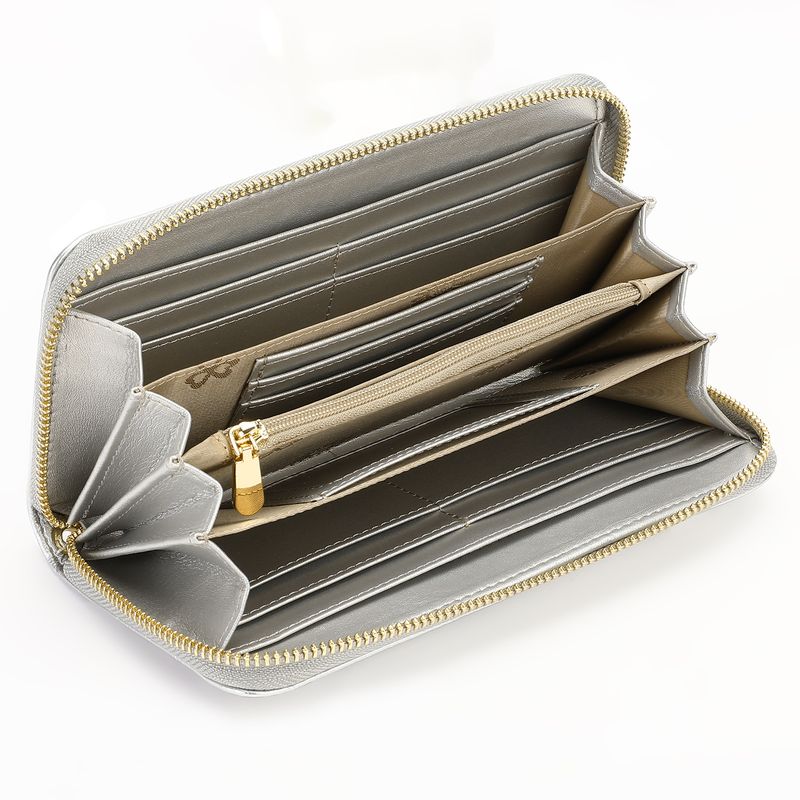Portafoglio lungo da donna classico con diamanti a quadri, semplice portamonete alla moda, in pelle PU con cerniera_voghion.com