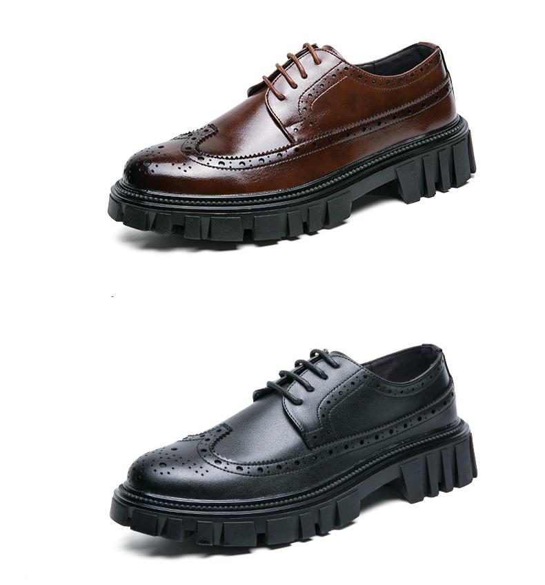 2024 Spring Blossom Men's British and Korean Round Toe Black Suit Wedding Business Dress Leather Shoes for Men_voghion.com