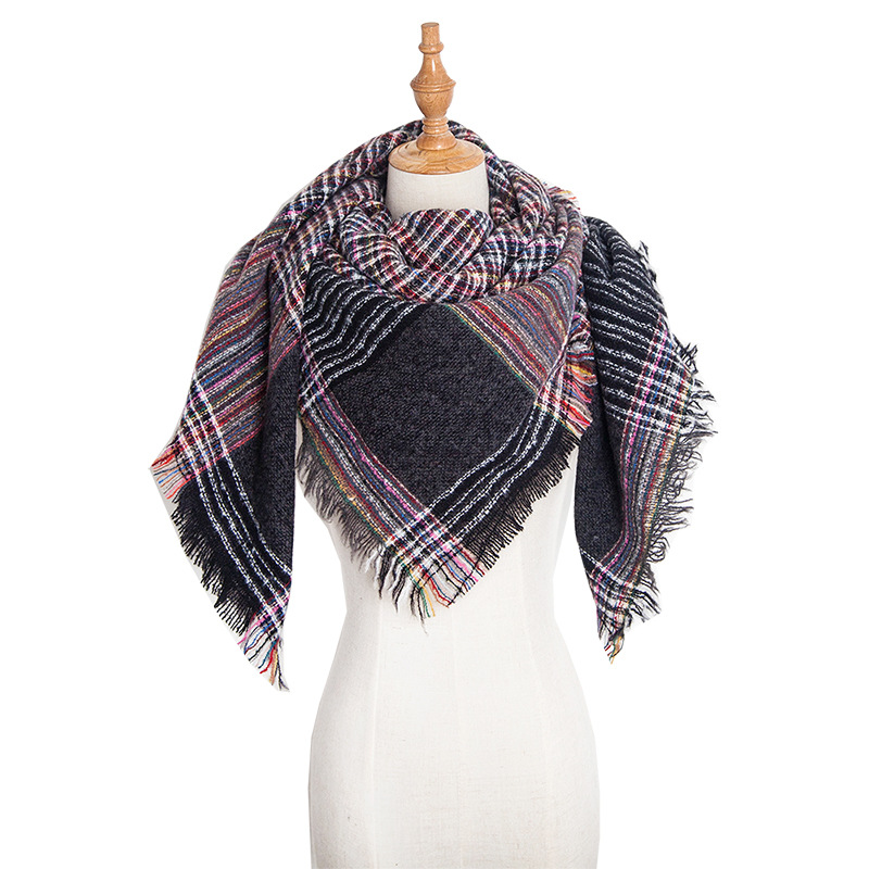 Γυναικεία Κασκόλ νέου στυλ αγκάθι λεπτό καρό μεγάλο τετράγωνο κασκόλ γυναικεία κουβέρτα ροζ κασκόλ παχύ κασκόλ σάλι_voghion.com