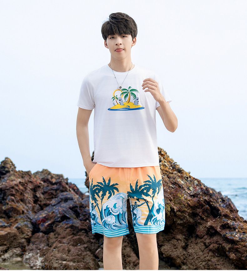 Herrenbekleidung Herren-Strandhose für den Wassersport, Urlaubsshorts, lockere Version, Surfen, schnelltrocknende, gefütterte Badehose_voghion.com