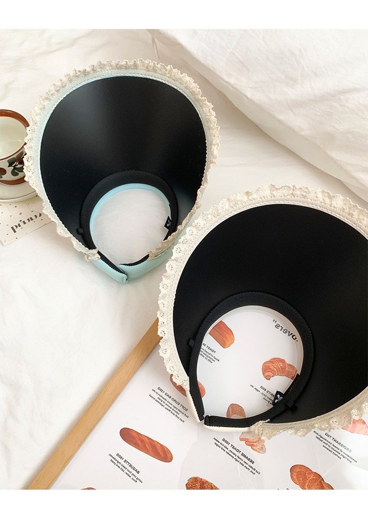 Cute Bow Button Empty Top Sunscreen Hat Women's Summer Big Brim Sunshade Straw Hat UV Protection Sun Hat_voghion.com