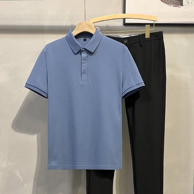 Polo casual da uomo, a maniche corte, tinta unita, estiva, versatile, sportiva_voghion.com