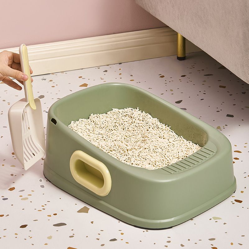Double Ear Handheld Semi-Enclosed Anti-Splash Large Square Litter Box Cat Toilet Supplies_voghion.com