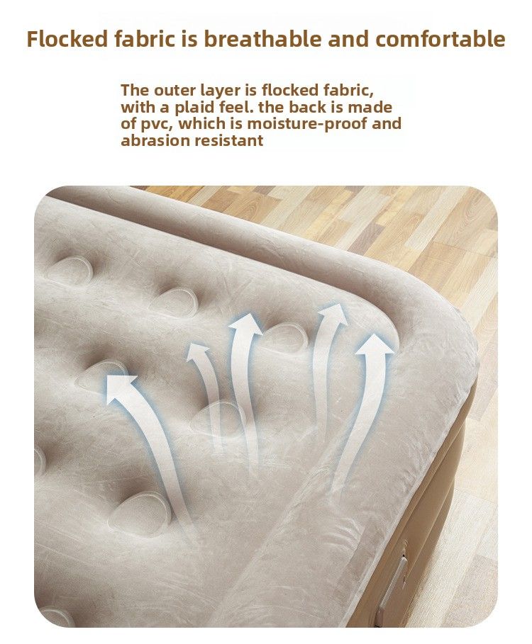 Fully Automatic Heightened And Thickened Flocked Inflatable Mattress, Outdoor Camping Double Air Bed, Home Use With_voghion.com