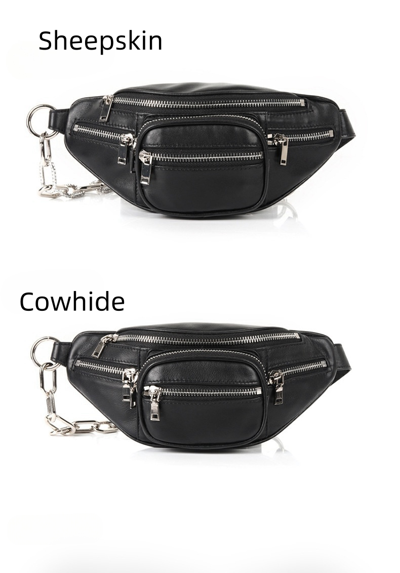 Alexandrian Mini-Internet-Hüfttasche im Designer-Stil, Unisex, berühmte Schaffell-Hüfttasche, Umhängetasche aus echtem Leder, Einzelschulter-Kettentasche_voghion.com