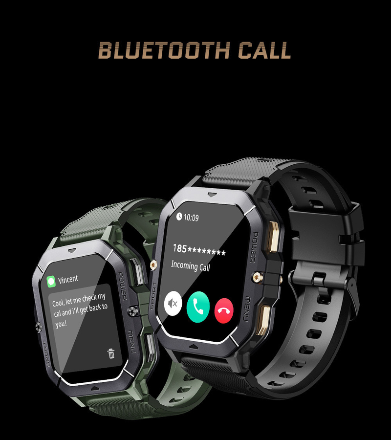 Akıllı Elektronik ekran Bluetooth arama üç geçirmez açık hava sporları kalp atış hızı kan oksijen_voghion.com