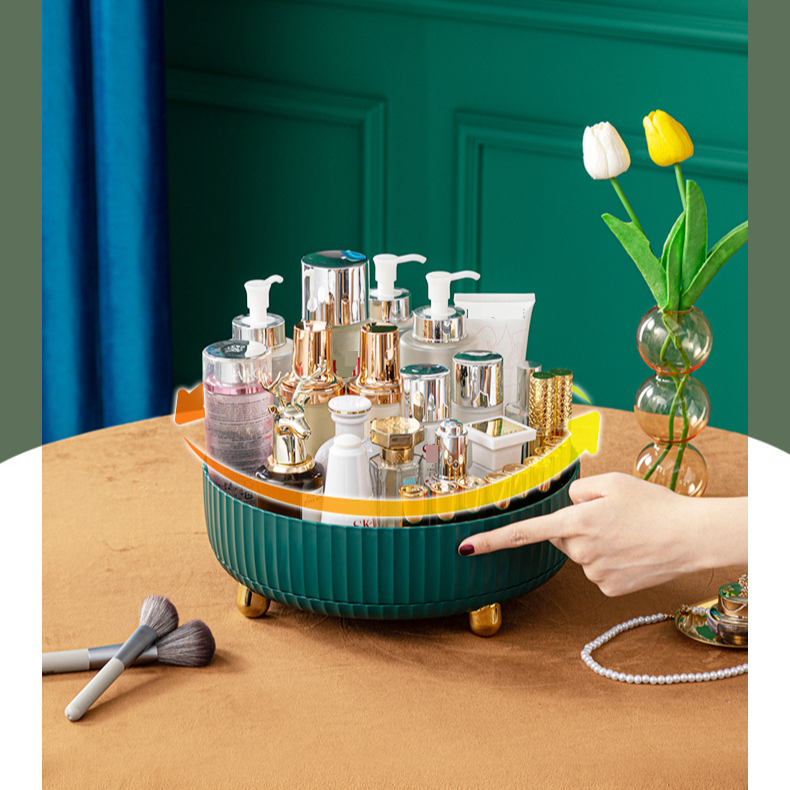 Spice Rack Household Rotatable Kitchen Rack Storage Turntable Multifunctional Rotating Cosmetics Storage Box_voghion.com