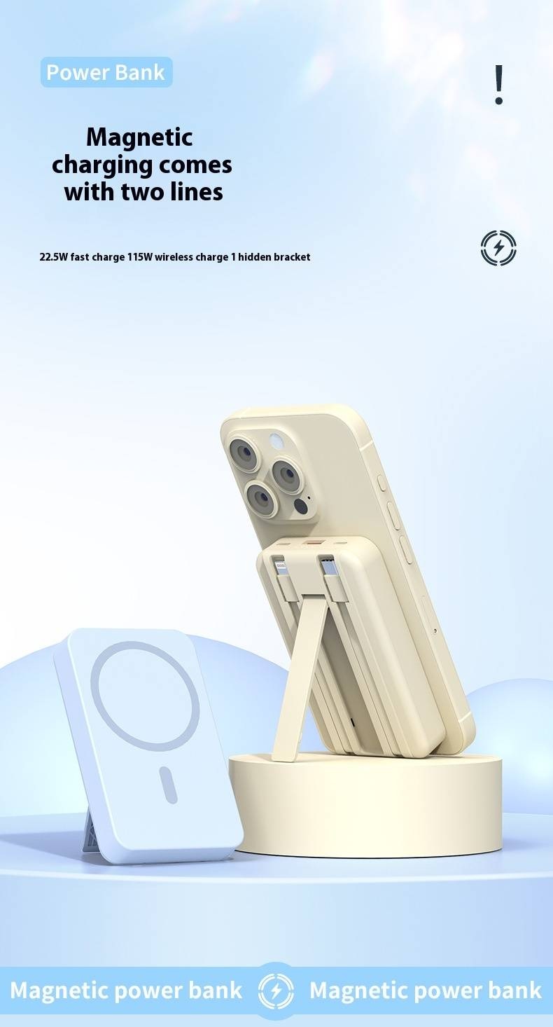 Magnetische kabellose Powerbank mit 20.000 mAh – 22,5 W superschnelles Laden mit integriertem Kabel_voghion.com