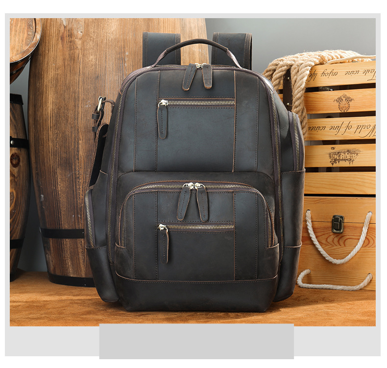 Retro Rugzak Crazy Horse Leren Outdoor Reistas Grote Capaciteit Multifunctionele Computertas Reisrugzak_voghion.com
