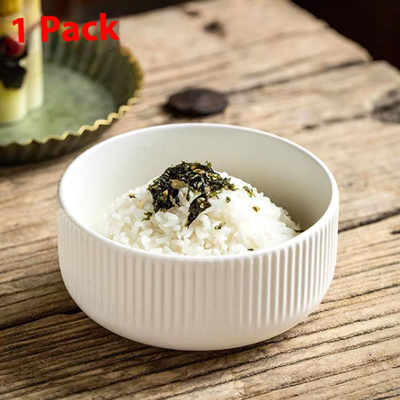 Handgefertigtes Reisschüssel-Set aus Keramik – Japanisch inspiriertes geprägtes Geschirr, mikrowellengeeignete Suppen- und Reisschüsseln (4-teilig, 6-teilig oder 8-teilig)_voghion.com