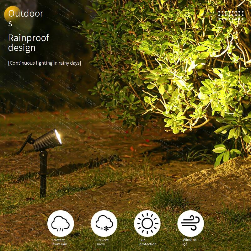 Faretto LED ad energia solare per giardino esterno, illuminazione paesaggistica, luce da prato con picchetto da terra impermeabile con 3 livelli di luminosità_voghion.com