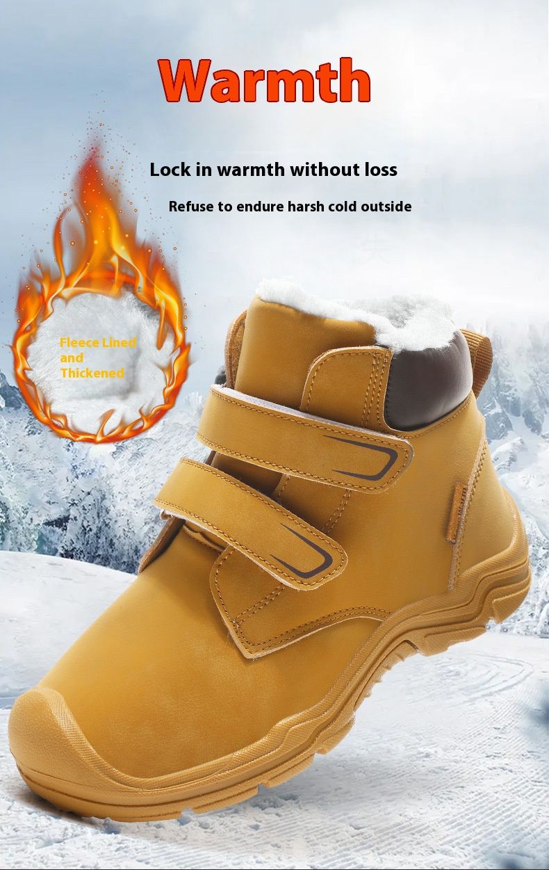 Kids' Outdoor Hiking Warm Martin Boots - Winter Snow Boots With Thick Insulation, High-Top Comfortable Shoes For Boys And Girls_voghion.com