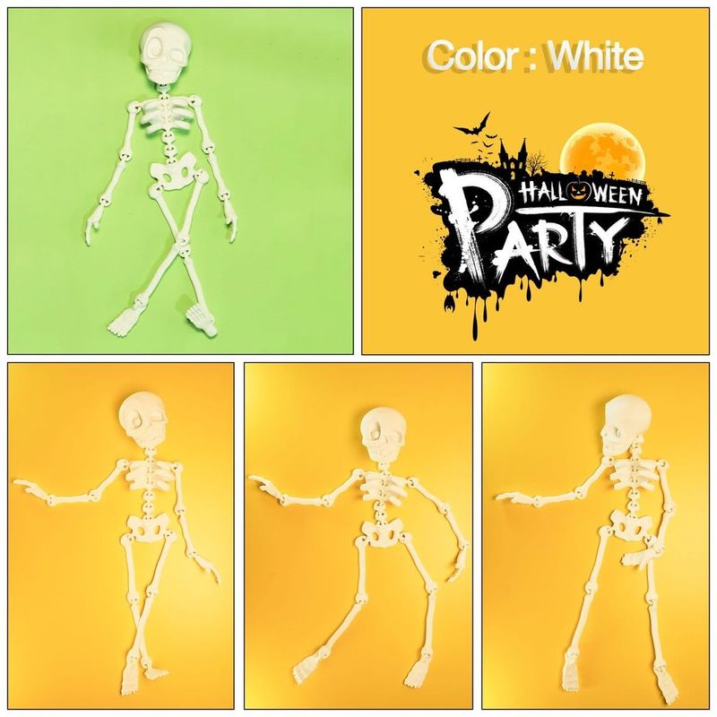 Multi-Colors Halloween Skeleton Decorations 7.3 In 3D Printed Full Body Poseable Mini Skeletons With Movable Joints For Halloween Party_voghion.com