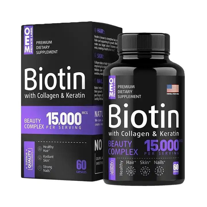 Biotiini | Kollageeni | Keratiini – Kliinisesti testattu lisäravinne – tukee hiusten kasvua, ihoa ja kynsiä_voghion.com