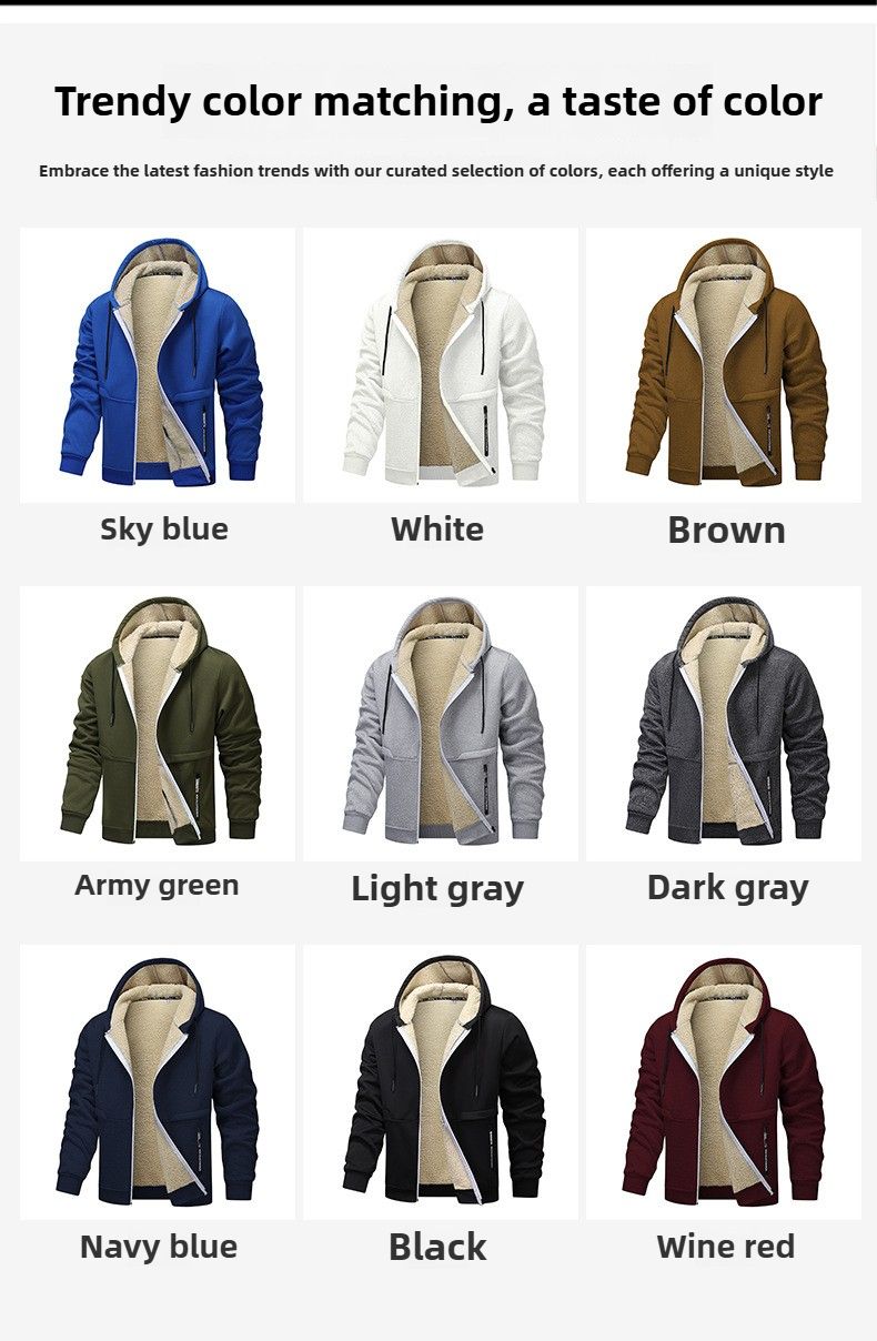 Autumn/Winter Oversized Thickened Shearling-Lined Warm Jacket Simple Casual Hoodie Workwear Jacket_voghion.com
