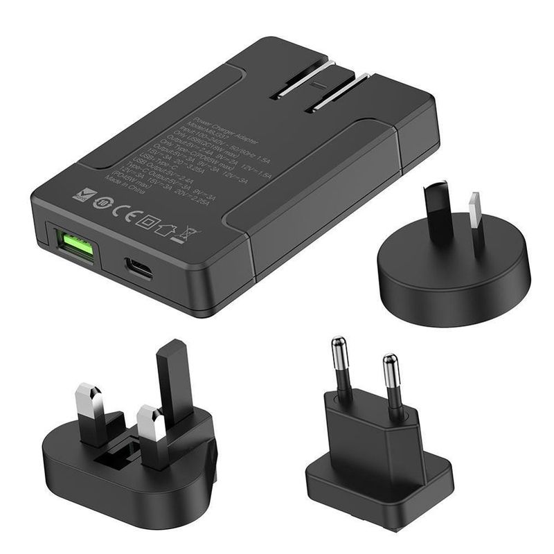 EU US UK 65W Dual Fast Wall Charger PD 3.0 USB C Faltbarer Steckeradapter mit 18W USB A Travel Power Fast Charger für iPhone_voghion.com