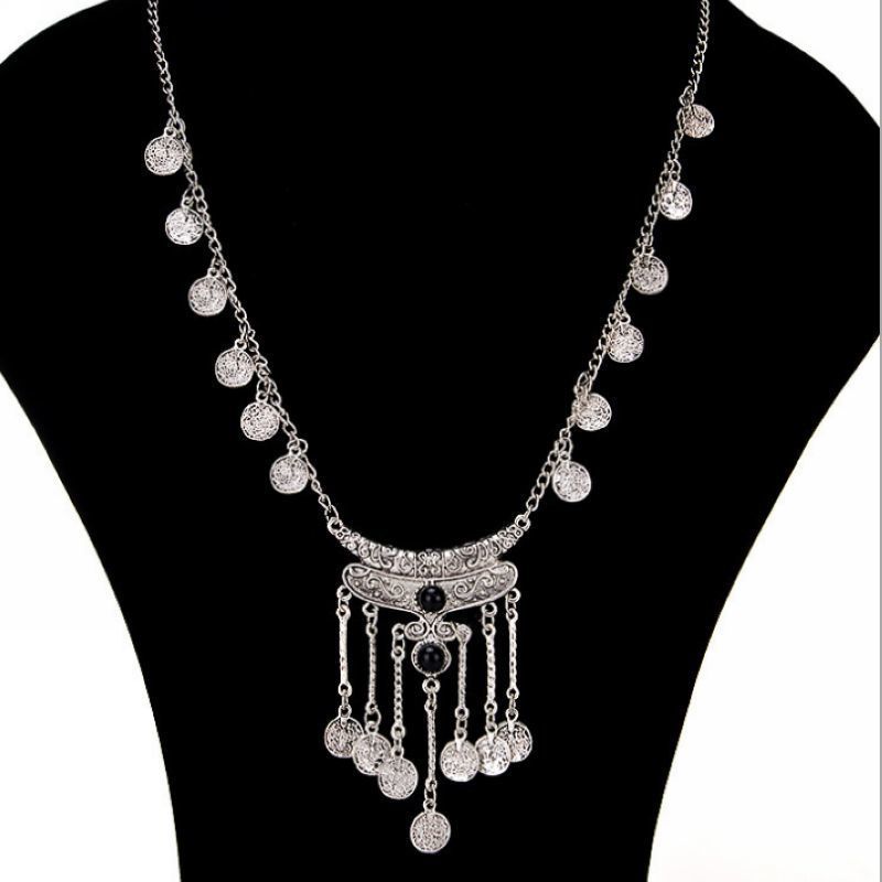 Collier décoratif à chaîne longue pour pull Fashion Frontier, bijou en forme de pièce de monnaie, style personnalisé_voghion.com