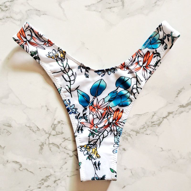 New Printed Women's Sexy Two-Piece Bikini Brazilian Hot Spring V-String Swim Bottoms_voghion.com