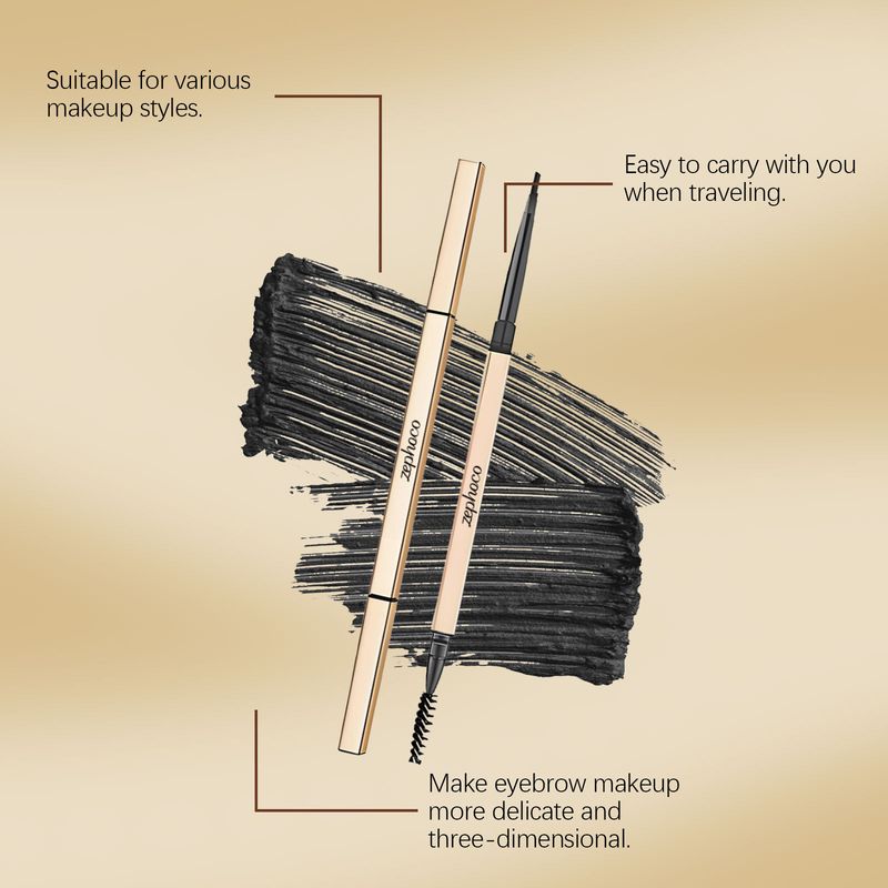 Zephoco Gray 2-in-1 Rotating Pencil, Three-dimensional Color Rendering, Easy To Apply, Natural Coloring, Daily Eyebrow_voghion.com