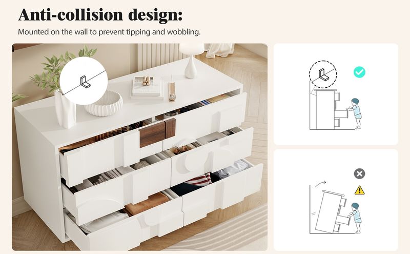 Credenza Weiß Mit Geometrischen Türen, funzione Push-to-Pop, Massivholzbeine_voghion.com