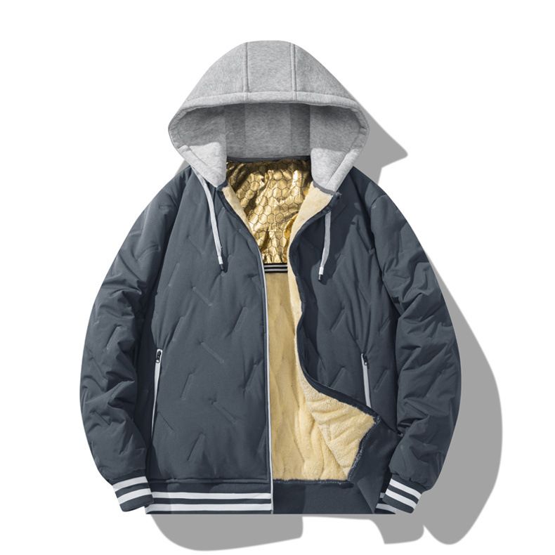 Graphen-Kapuzenjacke für Herren – Wintermantel mit Fleecefutter und Ultraschallschweißtechnologie, winddichte Polyester-Außenhülle_voghion.com