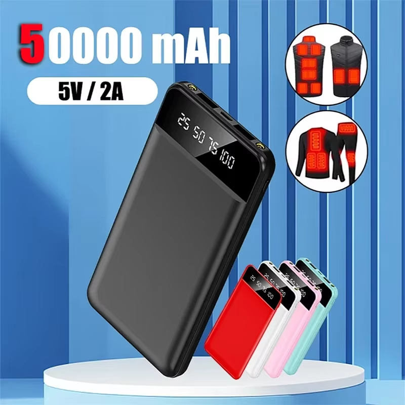 Power Bank portatile da 50000 mAh con display digitale a LED, batteria esterna con doppia porta USB per giacca con riscaldamento rapido_voghion.com