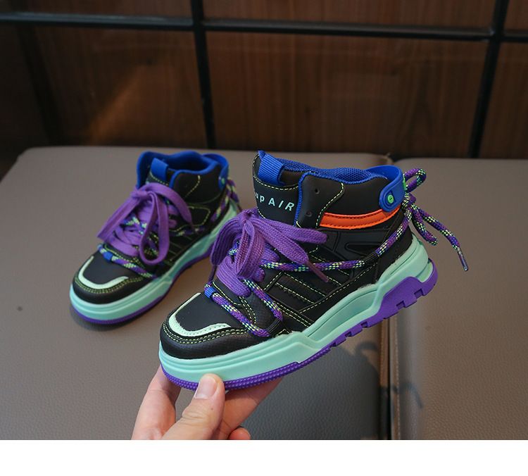 2024 children's sports girls' non slip soft sole high top casual boys' running basketball shoes, trendy_voghion.com
