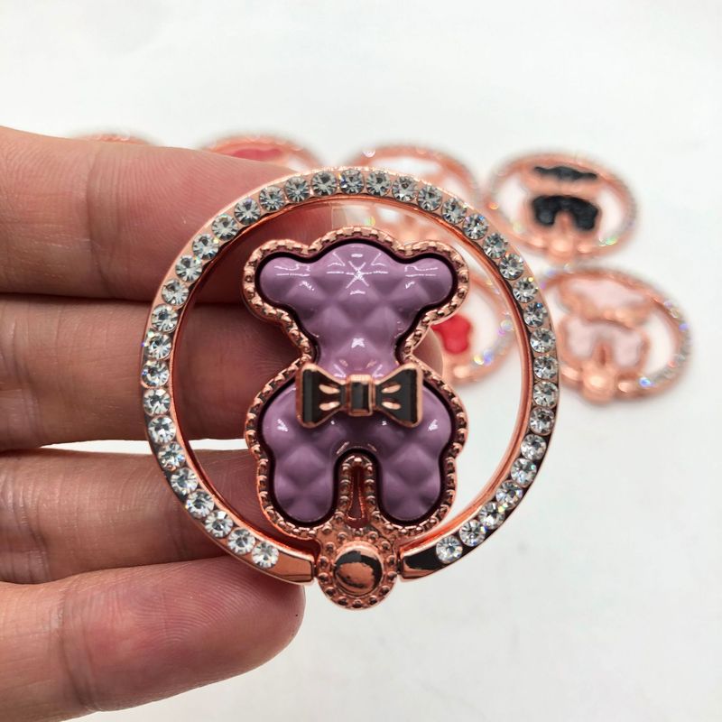 Music Festival New doll mobile ring with diamond inlaid cartoon adhesive rotating phone desktop creative holder_voghion.com