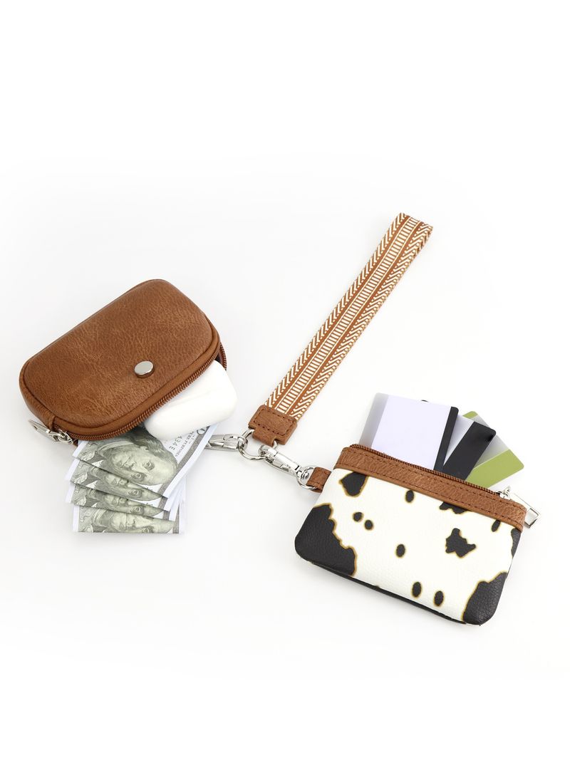 Damen Mini Zipper Wristlet Keychain Portemonnaie Duebel Pocket Wristlet Portable Portemonnaie Coin Portemonnaie Mini Women Coin Bag_voghion.com