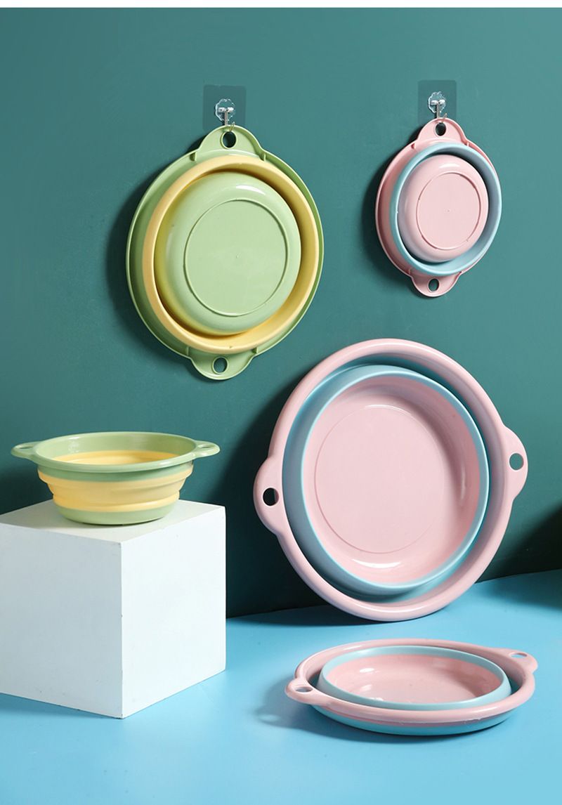 Silicone Foldable Wash Basin, Wall-Mountable Telescopic Collapsible Sink, For Home Travel Camping Portable_voghion.com